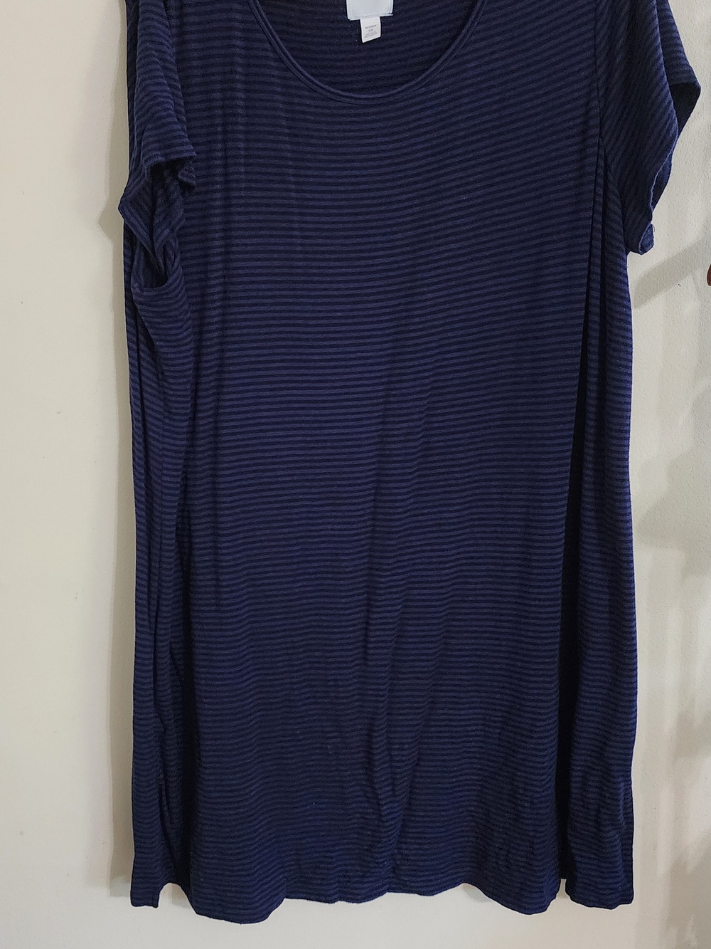 Dress Barn Navy and Black Striped Short-Sleeve Tunic
